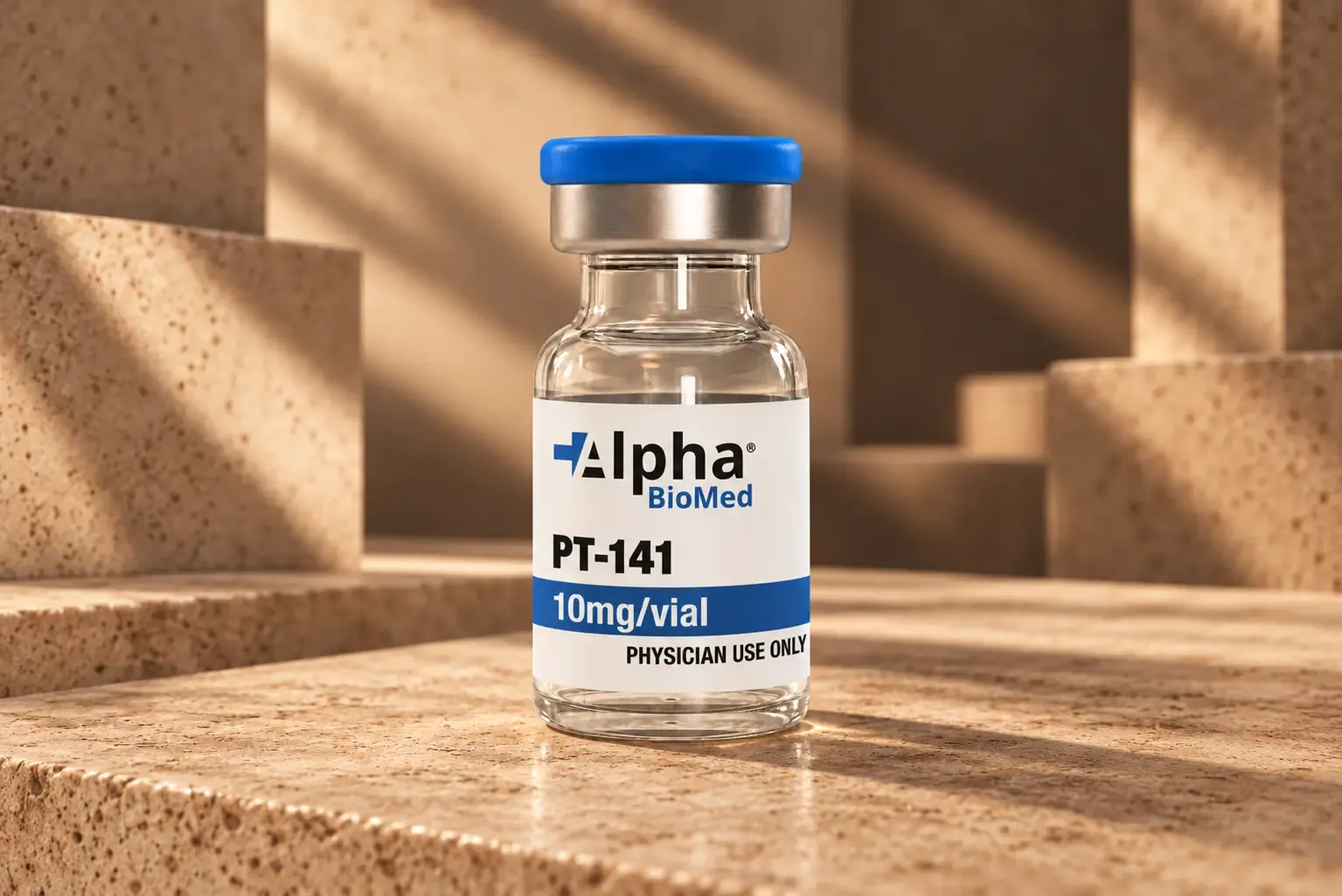 A vial of PT-141 peptide